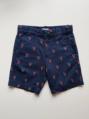 Crewcuts Navy Shorts with Red Lobster Print, Navy Red - Size 5